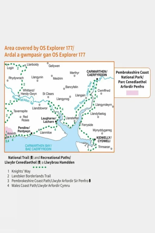 Active Explorer Map 177 Carmarthen and Kidwelly