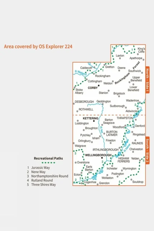 Explorer Map 224 Corby, Kettering and Wellingborough