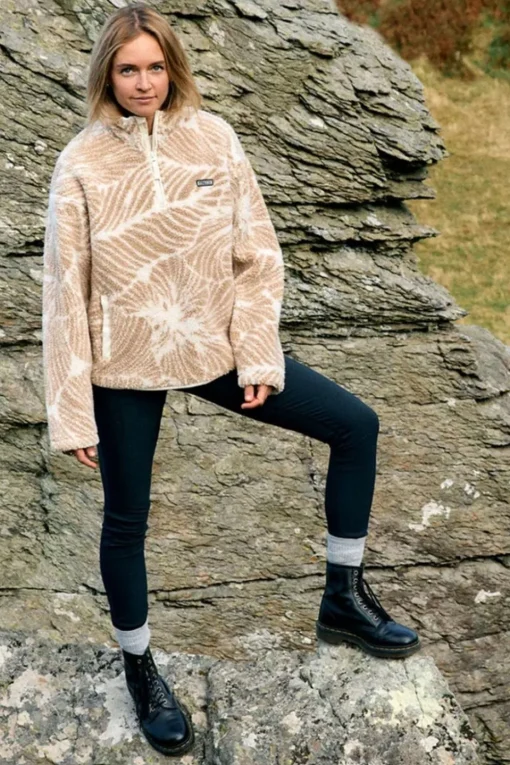 Womens Zella Floral Half Zip Fleece